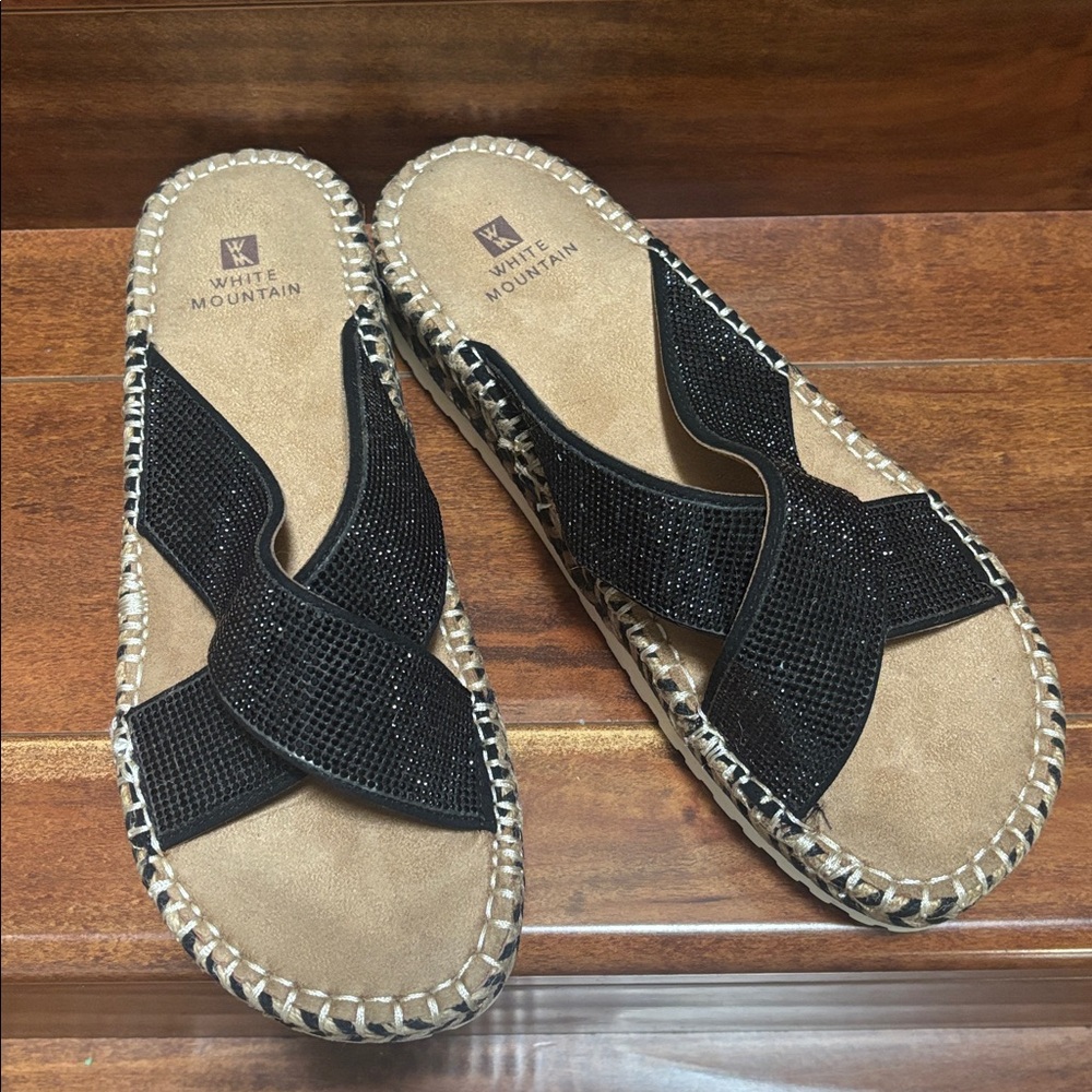 White Mountain Women's Black Espadrille Sandals